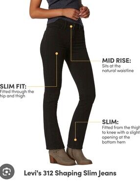 Levi's 312 Mid Rise Shaping Slim Leg Denim Jeans